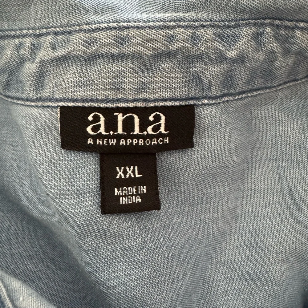 ana Embroidered Chambray Dress Long Sleeve Button Down Waist Tie Size XXL - Picture 7 of 8